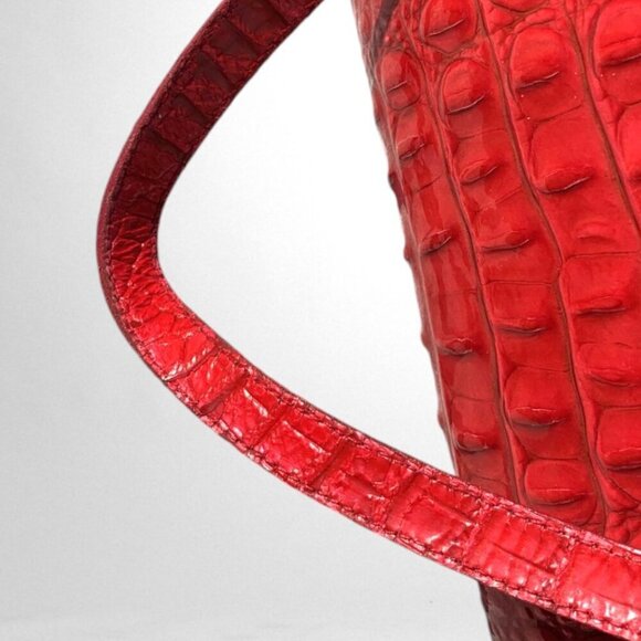 Brahmin Medium Cherry Red Croc Embossed Asher Tote - Picture 9 of 16